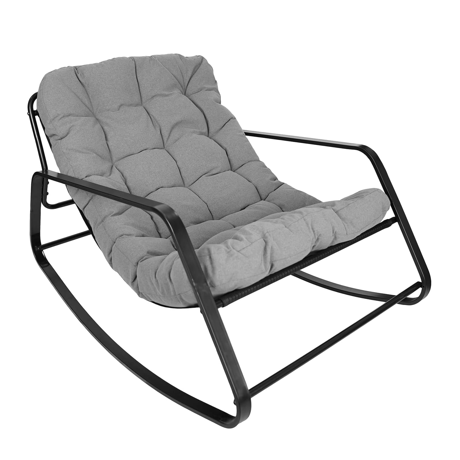 Fotel bujany Kenia na metalowych płozach z poduszkami z tkaniny outdoor