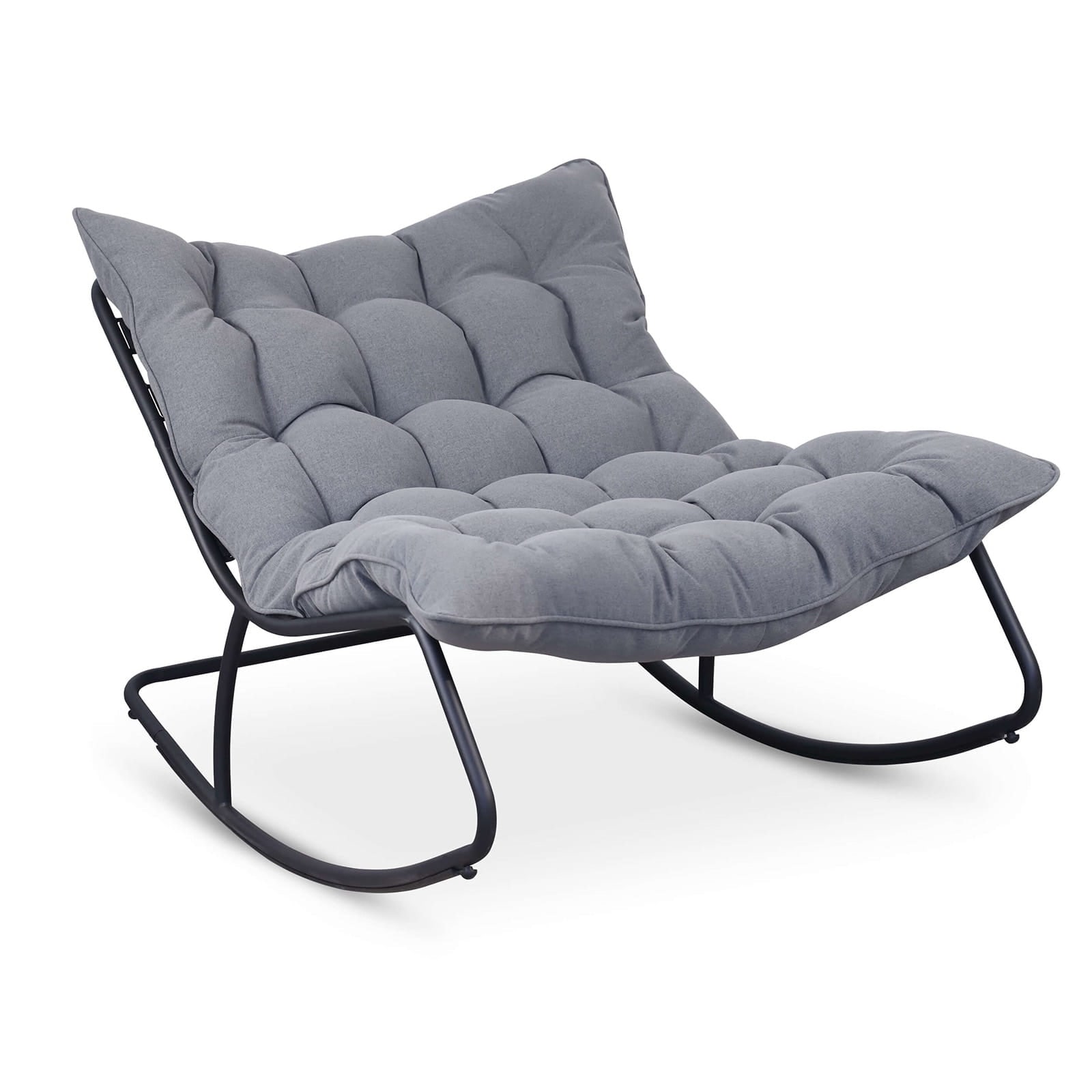 Fotel bujany Meksyk na metalowych płozach z poduszkami z tkaniny outdoor