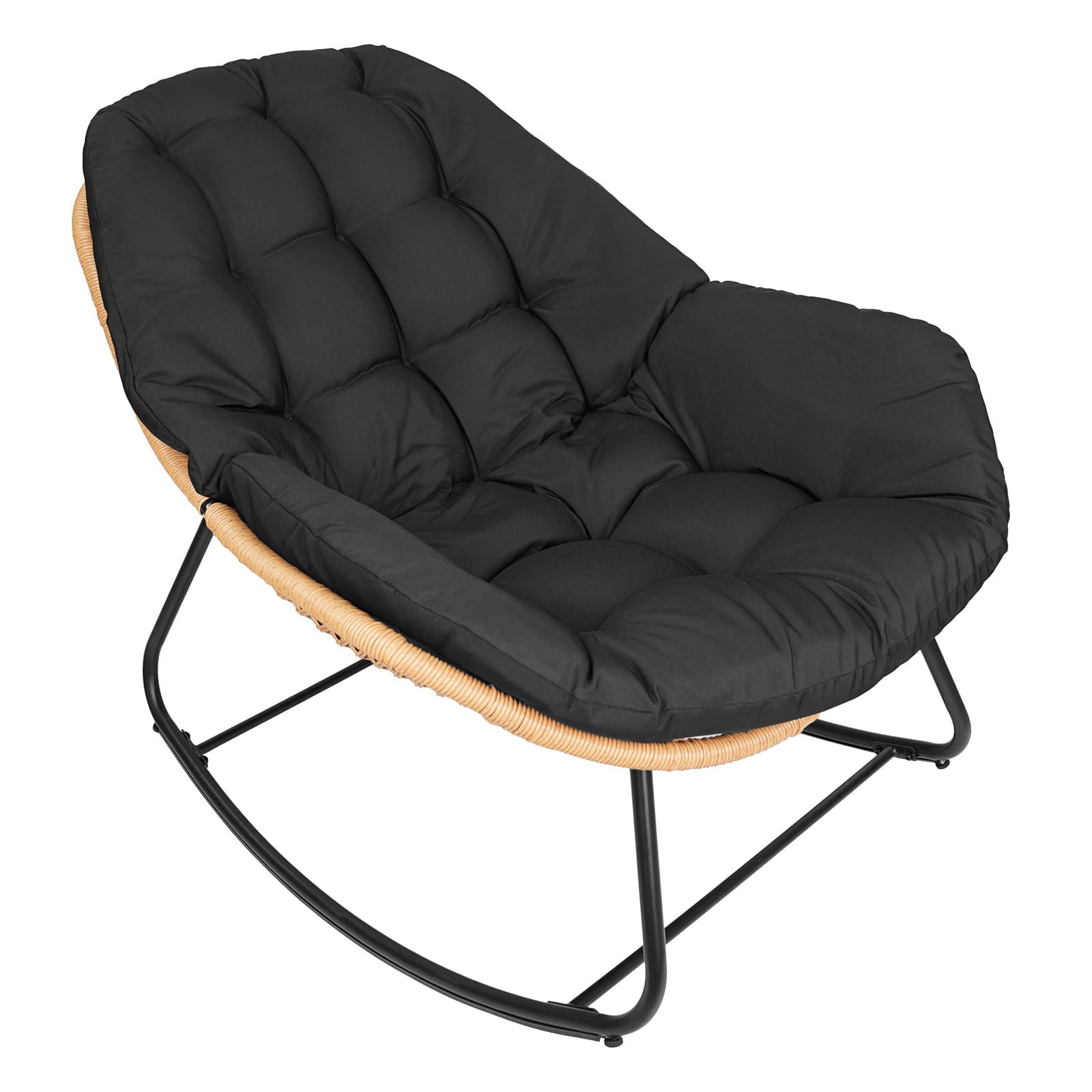 Fotel bujany Travis na metalowych płozach z poduszkami z tkaniny outdoor
