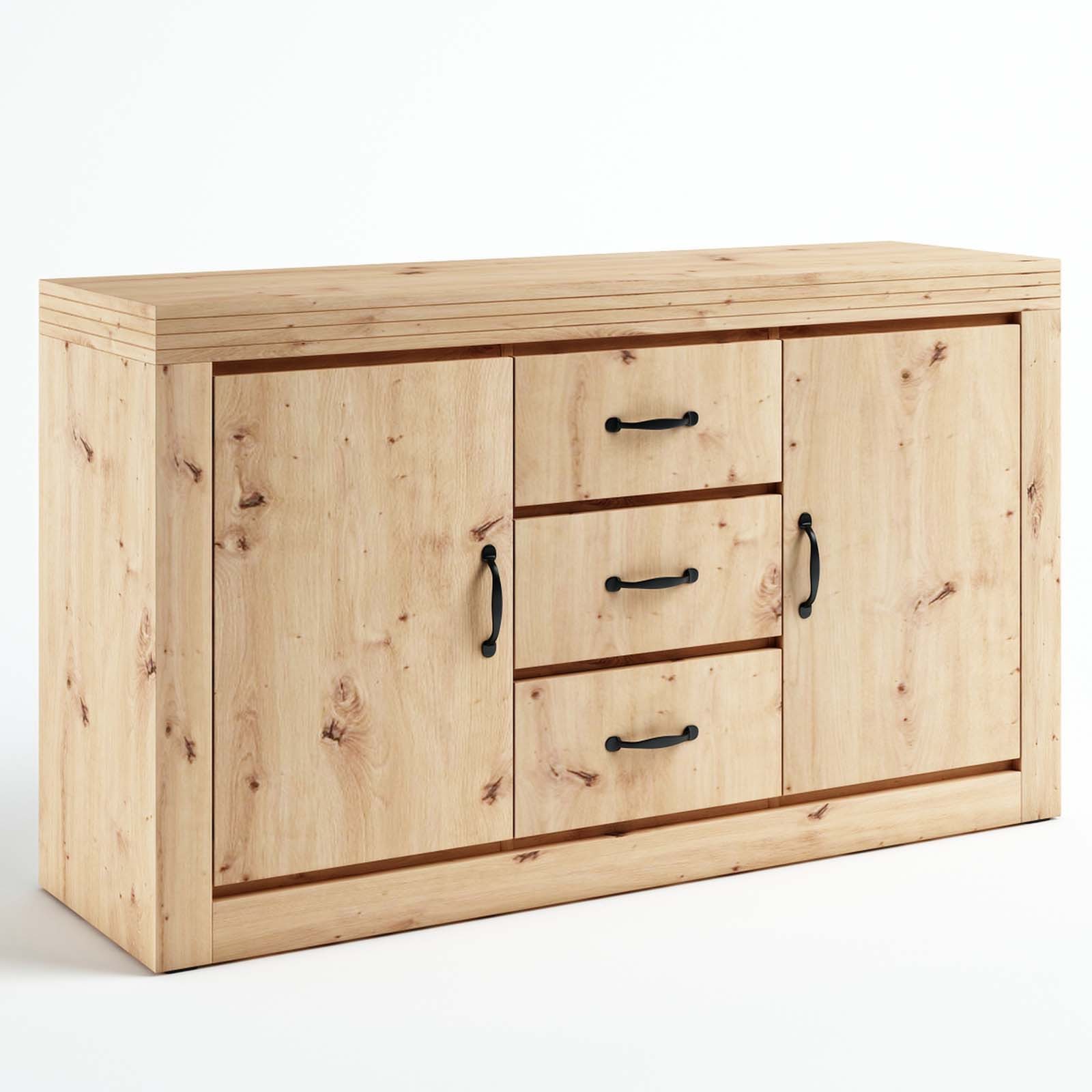 Komoda D9 Frez — korpus w odcieniu dąb sękaty, szerokość 153 cm, wysokość 88 cm
