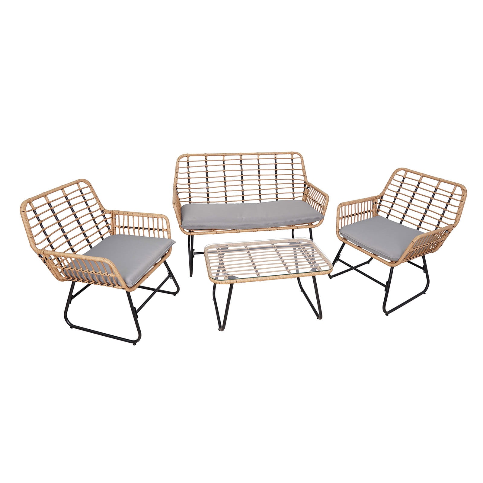 Zestaw ogrodowy Vermont szary — komplet: sofa + fotel + stolik, konstrukcja aluminiowa